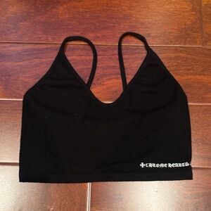 Chrome Hearts Black Ribbed Crop Tank with Logo